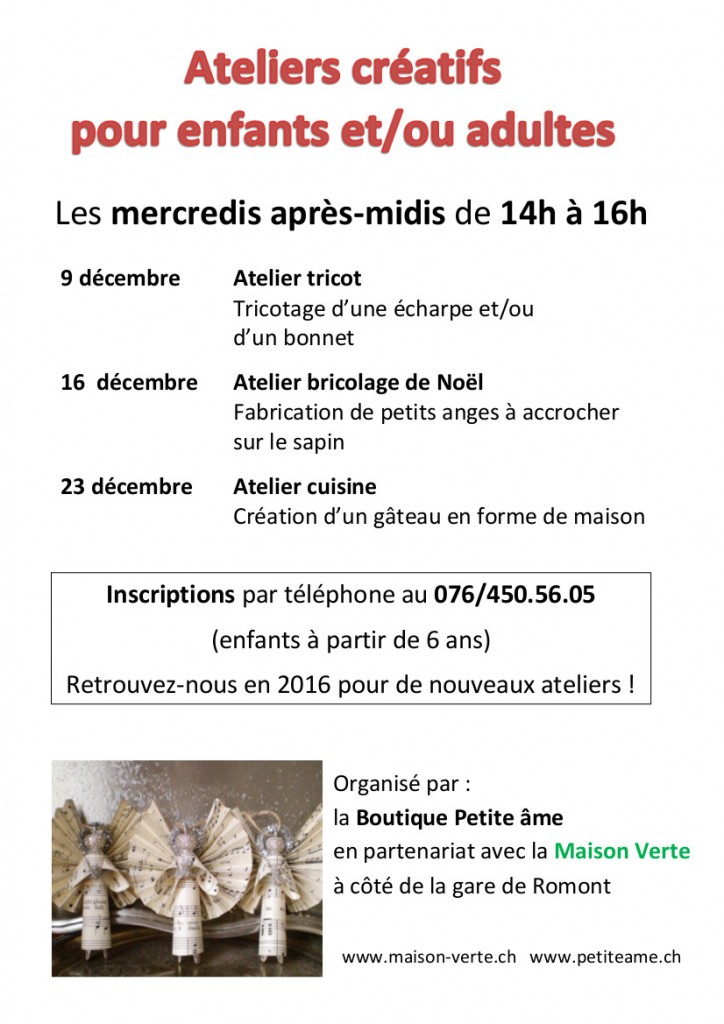 Affiche Ateliers créatifs